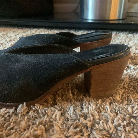 Free people black suede-leather heeled mules, size 38. - Picture 3 of 7